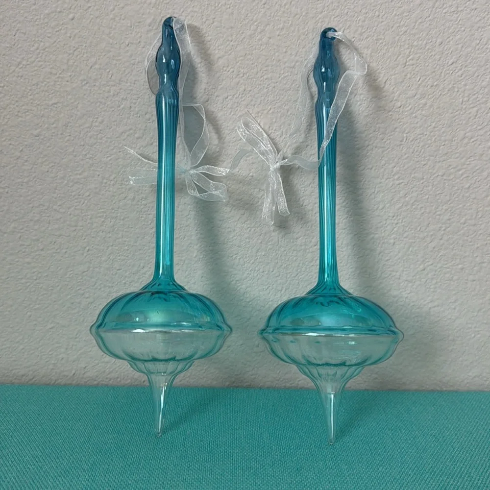2 Turquoise Top Ornaments